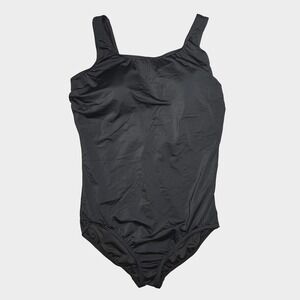 Lands End Swimsuit Women 20W Long Black One Piece Plus Built In Bra Shaping NWOT